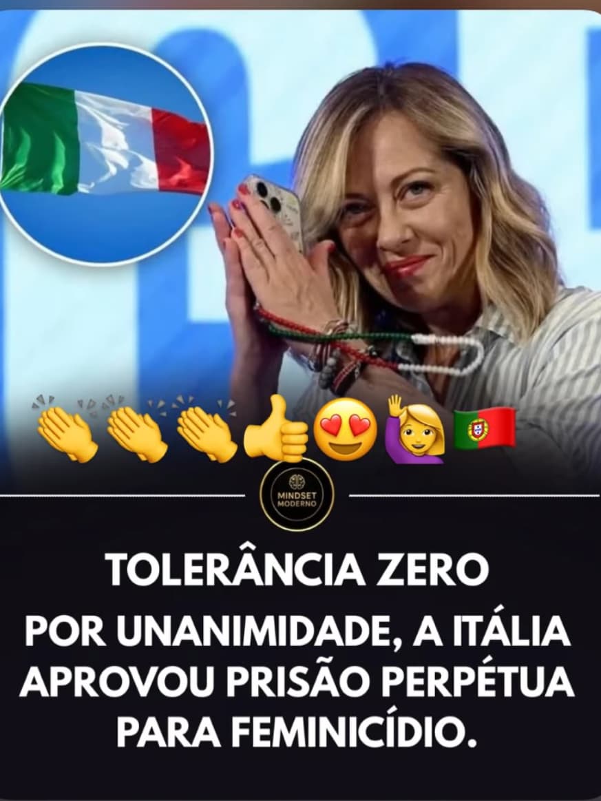 A Itália aprovou uma lei que prevê prisão perpétua para feminicídio,